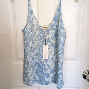 NWT L'Agence Snakeskin Silk Camisole in Blue & White XS